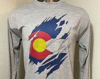 Colorado Flag Rip Tear Underneath T-Shirt