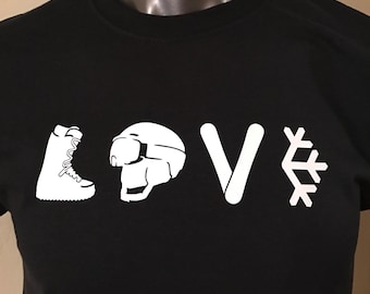 Love Snowboarding T-Shirt (Free Sticker Included)