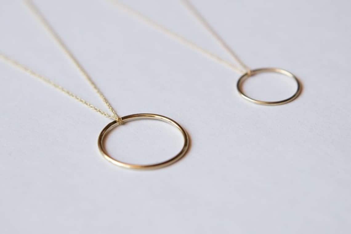 Gold Circle Necklace Chic Layering Necklace Gold Minimalist Etsy
