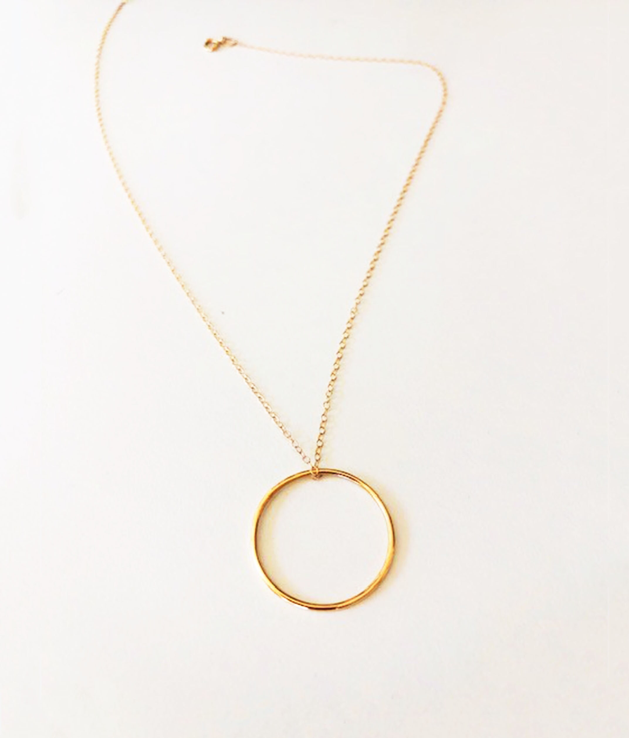 Large 14k Gold Circle Necklace Chic Layering Necklace Gold | Etsy