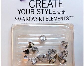 ORIGINAL Swarovski Elements 6mm, Comet Argent Bicone Crystal Beads 5301 - 14 pcs (1 pkg)