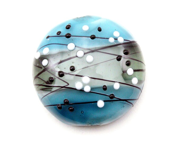 Handmade Grace Lampwork Glass Windjammer Party Lentil Focal Bead 23.5mm(L) x 25mm(W)