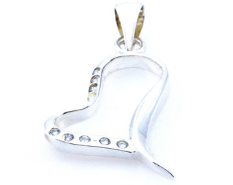 Delicate Sterling Silver Heart Pendant with Nine Swarovski Crystals and Silver Bail