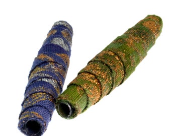 Authentic Japanese Fabric Rolled Beads 1.5" - 2 pcs