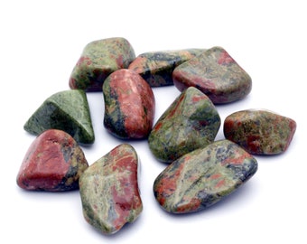 10PCS Tumbled Natural Unakite Healing Stones (2 oz.)