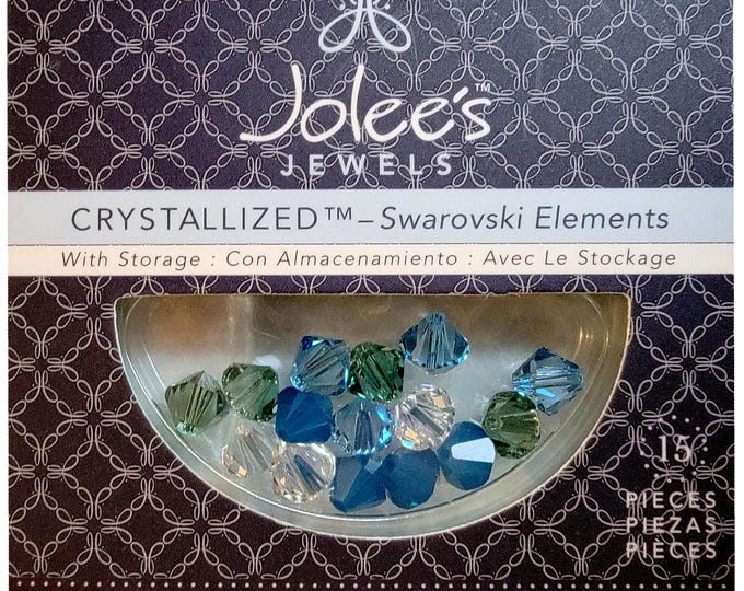 ORIGINAL Swarovski Elements 6mm, Sea Breeze Mix Bicone Crystal Beads, 15 pcs (1 pkg)