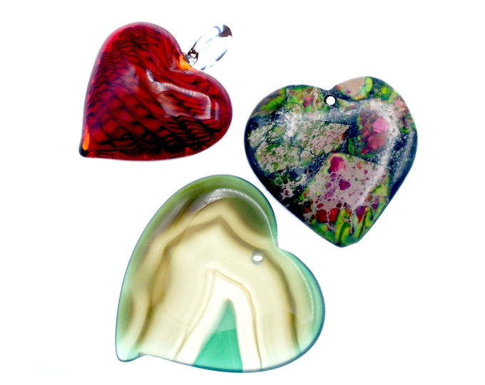 Large Variety "Triple the Love" Heart Pendants - 3 pcs
