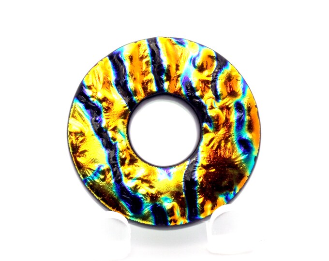 Handcrafted Dichroic Glass Donut Pendant - 38mm