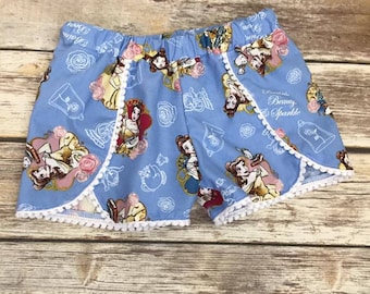 Disney Shorts, Belle Shorts, Beauty and the Beast Shorts, Toddler shorts