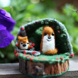 Mama and Baby Fox, Needle-Felted Fox, Playscape image 1