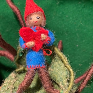 Gnome, Miniature Gnome Doll, Needlefelted Gnome, Valentines Gnome