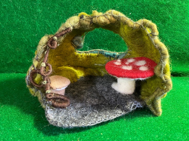 Natural Wool Felted Forest Home for Fairies, Gnomes, Ewoks, and Forest Animals,Educational Toy, Comprehension tool image 1