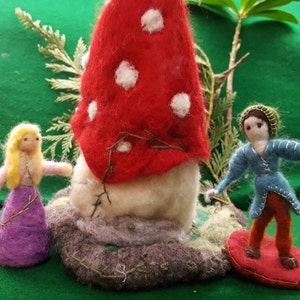 Needle Felted Mushroom Home and Playscape, Felt playscape for Pokemon, Lego, felted gnomes and foxes, squirrels and fantasy creations. image 5