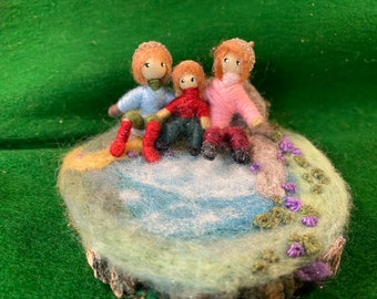 Woodland Scene Miniature, mini doll family, bendy dolls,miniature forest scene, miniature dolls , toy