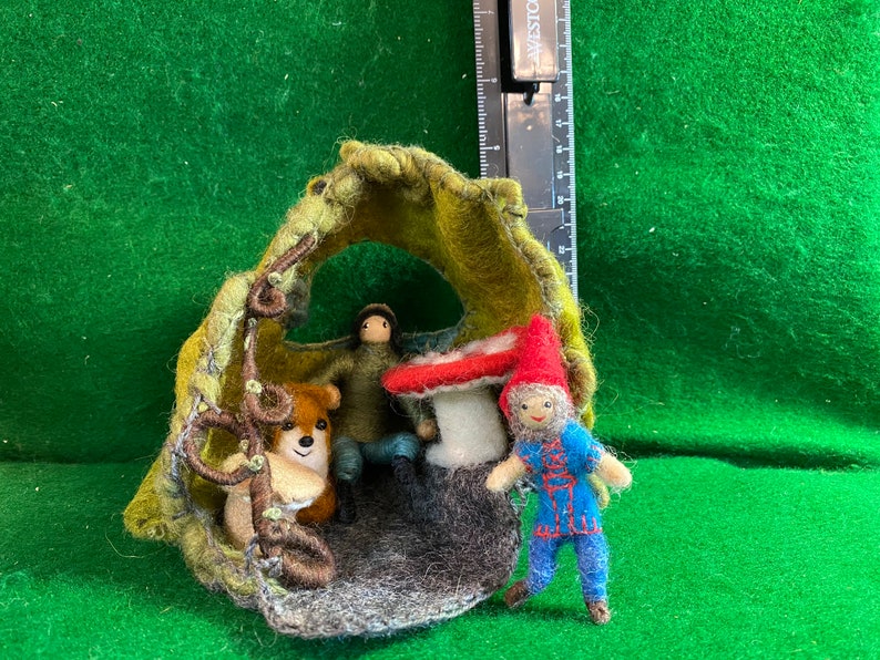 Natural Wool Felted Forest Home for Fairies, Gnomes, Ewoks, and Forest Animals,Educational Toy, Comprehension tool image 4