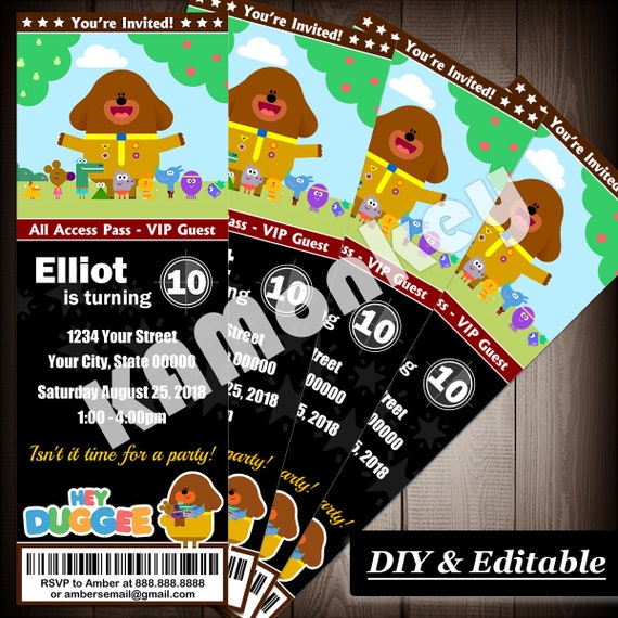 Hey Duggee Movie Ticket Style Invitations Kids Birthday Party Diy Fillable Pdf - roblox movie ticket style invitations kids birthday party diy fillable pdf