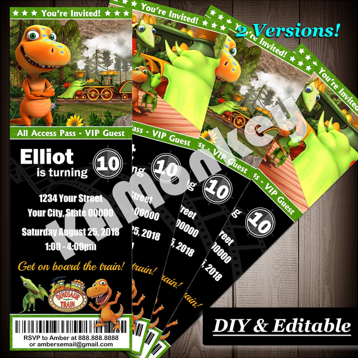 Dinosaur Train Movie Ticket Style Invitations Kids Birthday - Etsy