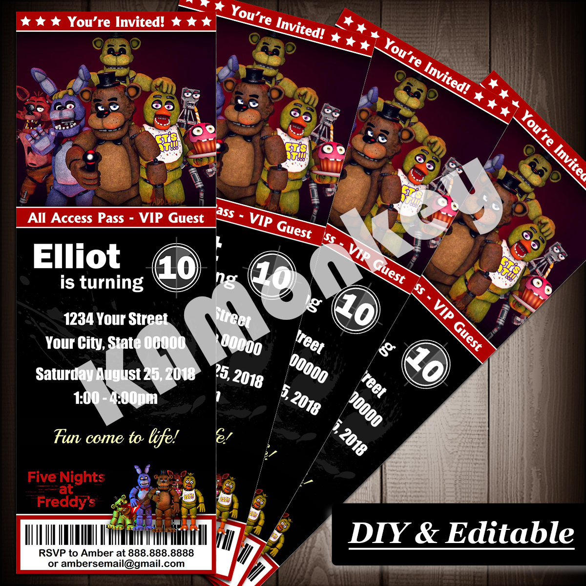 Personalized Birthday, FNAF Birthday Png, Digital Download Prints