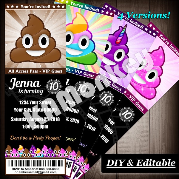 Poop Emoji Invitations - Etsy