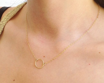 Dainty Circle Necklace,Gold Karma Necklace,Layering necklace,Mother's Gift Jewelry,Gold Filled or Sterling Silver