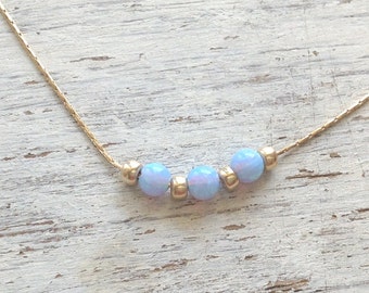 opal necklace, blue opal necklace,opal beads necklace,opal gold necklace,opal ,gemstone necklace,gift for her,dainty necklace