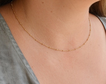 Gold Necklace,Simple Necklace,Dainty Necklace,Satellite Chain Necklace,Everyday Jewelry,Minimalist Gold Necklace,Layering necklace -21186/N