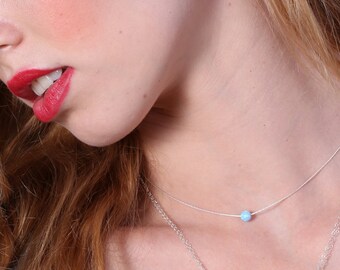 Dainty Opal Necklace,Blue opal necklace,opal choker,Sterling Silver 14k Gold Filled or Rose Gold chain,Opal necklace,Minimalist necklace