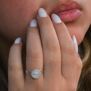 Sterling Silver Moonstone Ring, Handmade Boho Rainbow Moonstone Jewelry