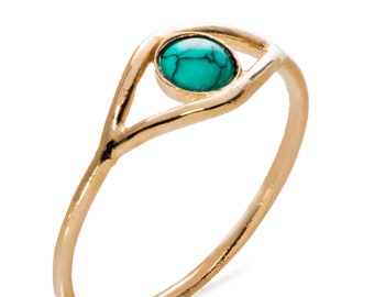 Turquoise Eye Ring,Evil Eye ring,December Birthstone Ring,Gemstone Ring,Silver Ring,Stacking Ring,Gold Eye ring, Turquoise howlite Ring,Gift
