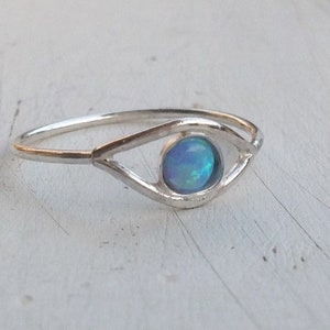 Sterling silver ring,eye ring,silver rings,opal ring,stacking ring,evil eye jewelry,opal stone,sterling silver,gift for her -10028