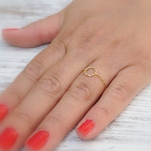 Gold ring, chain ring, circle ring ,14k gold filled, dainty ring, thin ring, any size, eternity gold ring