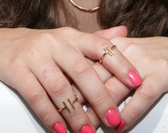 Bar-Ring, knöchelring, Goldring, minimalistische Ring, verstellbarer Ring, Gold Bar-Ring, verstellbarer gold Ring, Barren Ring, Knöchel Goldring