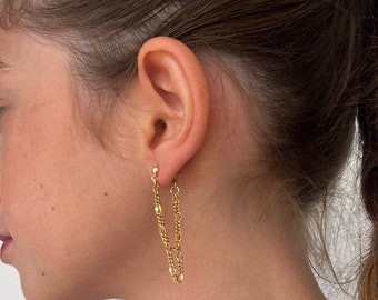 Gold Chain Earring, Chain Stud Earrings, Minimalist Chain Earring, Dainty Earring, Tiny Earring, Everyday Earrings