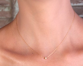 Gold necklace, tiny gold necklace, wedding jewelry, bridesmaid jewelry, petite necklace- 10031