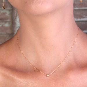 Gold necklace, tiny gold necklace, wedding jewelry, bridesmaid jewelry, petite necklace- 10031