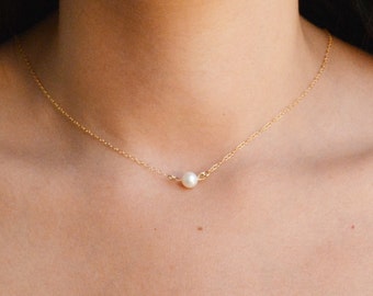 pearl necklace,single pearl necklace,wedding necklace,bridesmaid white pearl necklace,gold filled sterling silver rose gold