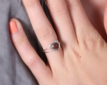 Smoky quartz ring, silver gemstone ring, dainty ring