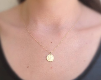 gold coin necklace, women coin jewelry, sideway coin, 14k gold filled,gift for her,dainty necklace,gold necklace,gold disc necklace