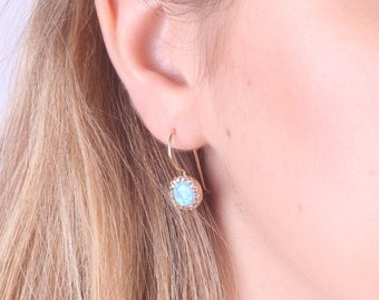 Opal dangle earrings,opal dangle earrings,gold earrings,blue opal earrings,Opal Jewelry,Gold filled earrings,opal drop earrings,gold earring