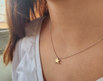 Sterling Silver Star Pendant Necklace with Ball Chain - Necklace for Women-Dainty Necklace- Star Necklace