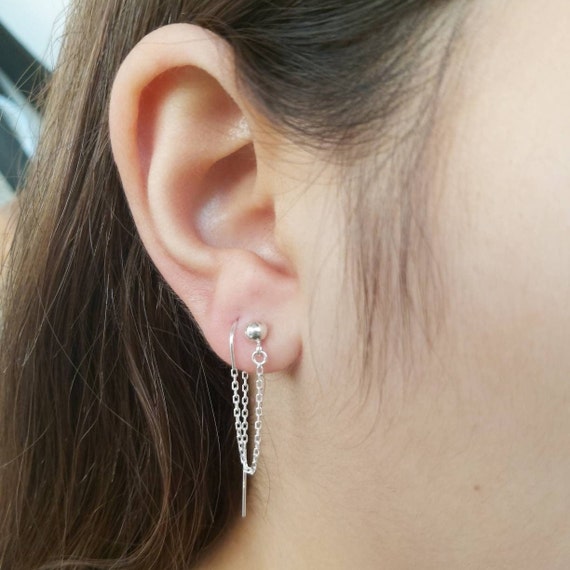 Sterling silver earrings for second hole deals