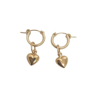 Sterling Silver Heart Hoop Earrings, Heart Earring Dangle, Small Heart ...