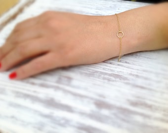 Gold Circle Bracelet,Dainty Circle Bracelet,Tiny Circle Bracelet,Friendship Jewelry,Karma Bracelet,Gold Karma Circle Bracelet,Mothers Gift