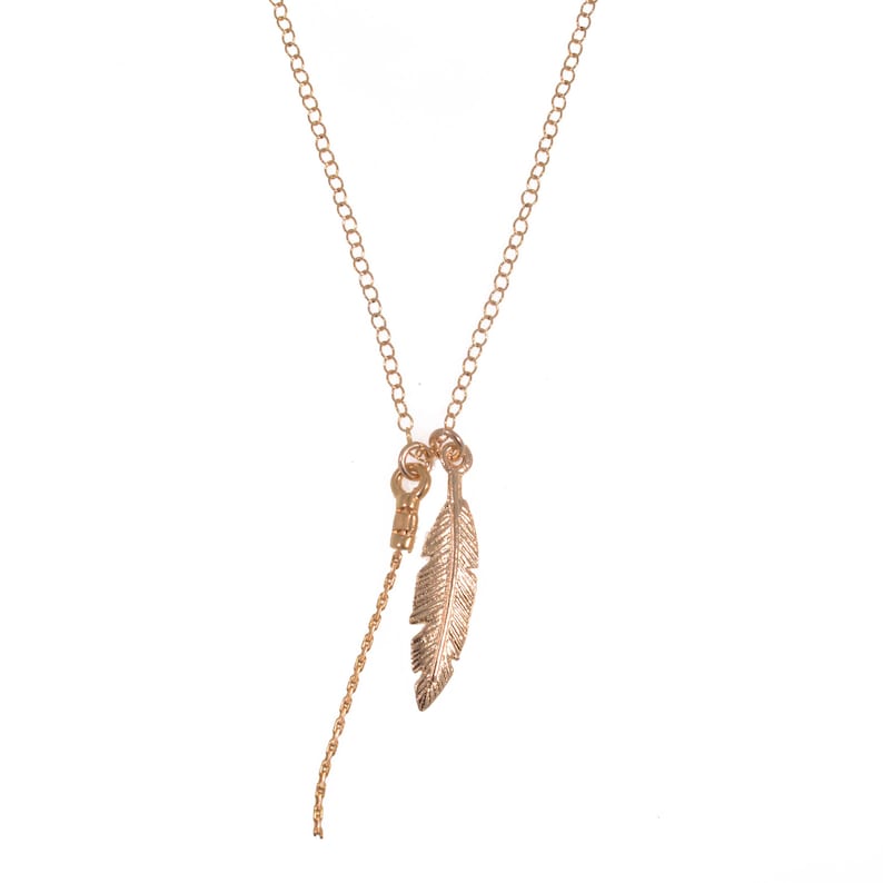 Gold necklace, Feather necklace, unique necklace, leaf necklace, delicate necklace, style, feather pendant image 8