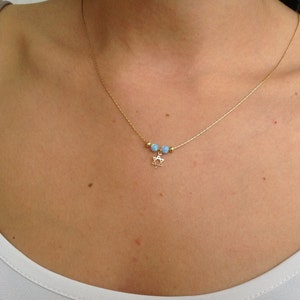 Star of David Necklace, Gold opal necklace, Dainty Star of david necklace ,14k gold filled or sterling silver ,Jewesh necklace - 10040