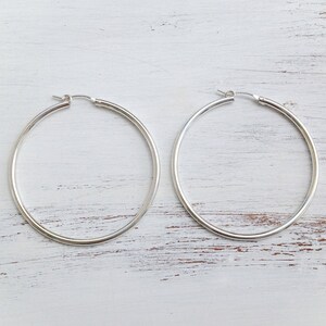 Sterling Silver Hoop Earrings,Large silver hoops,Dainty Hoop Earrings,Silver Wire Hoop Earrings, Sterling Silver Hoops