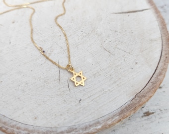Tiny Gold Star of david necklace ,Dainty Star of David Necklace, Minimalist Necklace, Gold filled or Sterling Silver, Star of David Jewelry