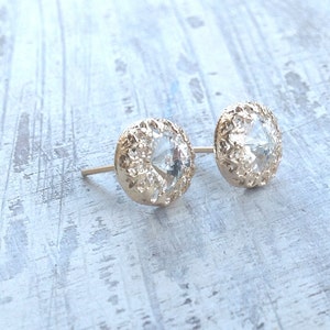 Gold earrings, crystal stud earrings, stud earrings, classic earrings, wedding earrings, Goldfilled earrings - 6100