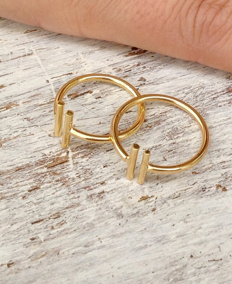 Gold Bar Ring,Adjustable ring, gold ring,Double Bar ring,bar ring, adjustable gold ring, gold knuckle ring 10034 image 2