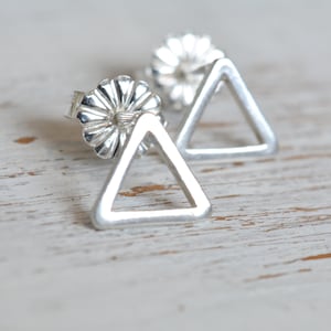 Sterling Silver Triangle Earrings,Tiny Stud Earrings,Silver Stud Earrings,Geometric Earrings,Minimalist,Open Triangle Earrings